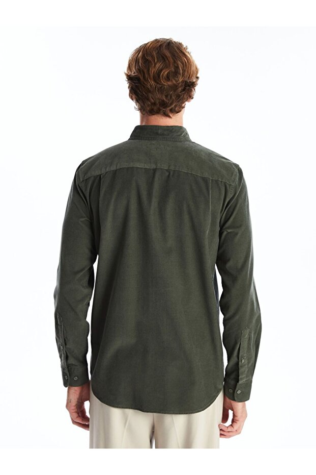 LCWAIKIKI Classic Regular Fit Uzun Kollu Kadife Erkek Gömlek - 8