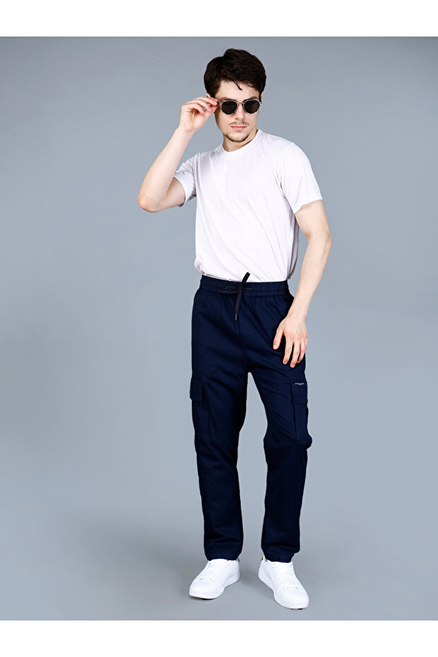 بنطلون كارغو رجالي سادة برباط - 2