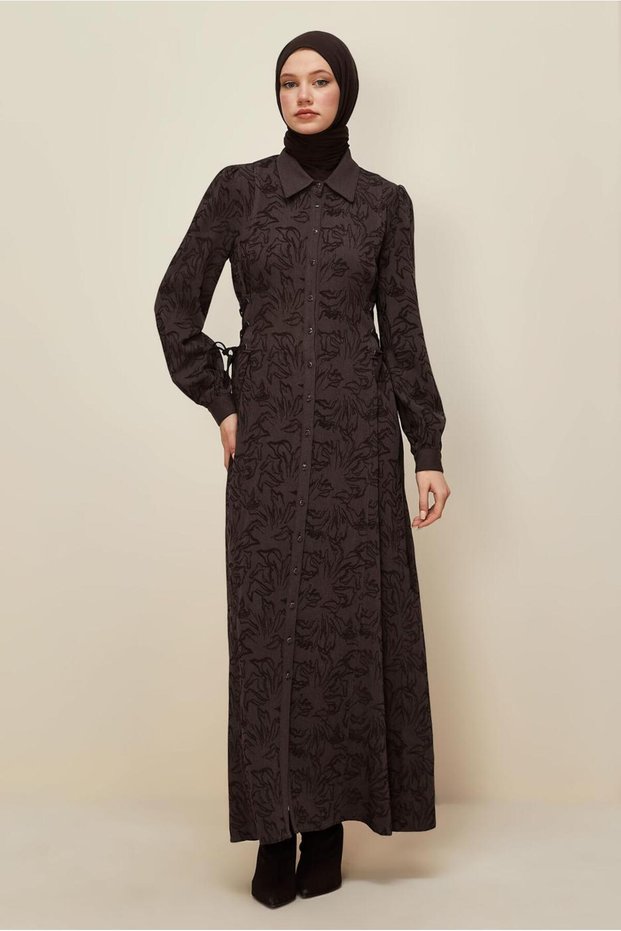 Shirt Collar Jacquard Dress 46122