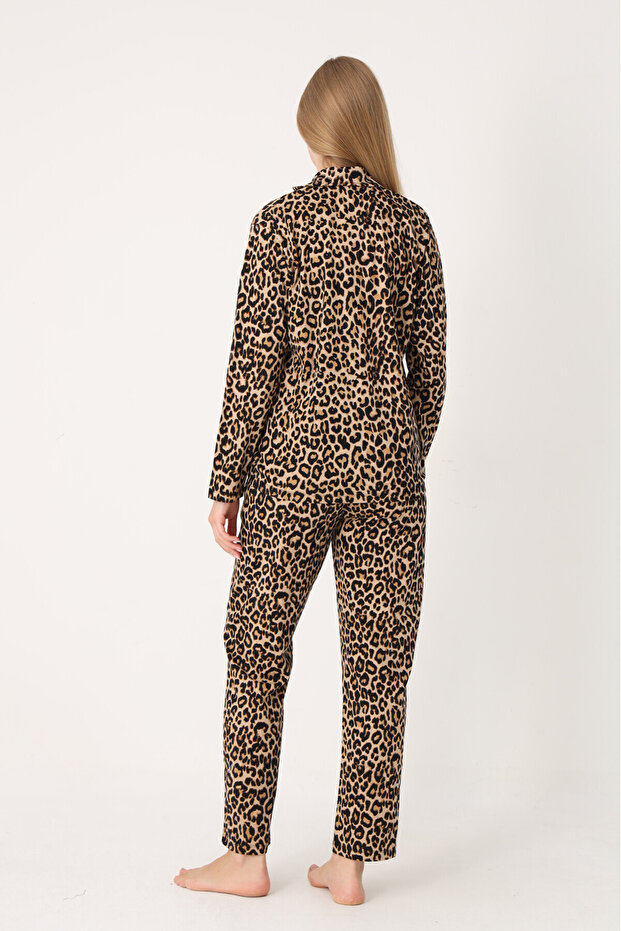Leopard Pattern Wild Front Buttoned Pajama Set - 2