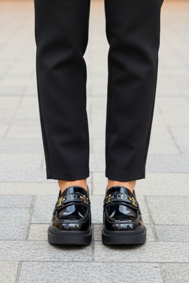 Women's Black Buckle Loafer – Comfortable Casual & Office Shoes