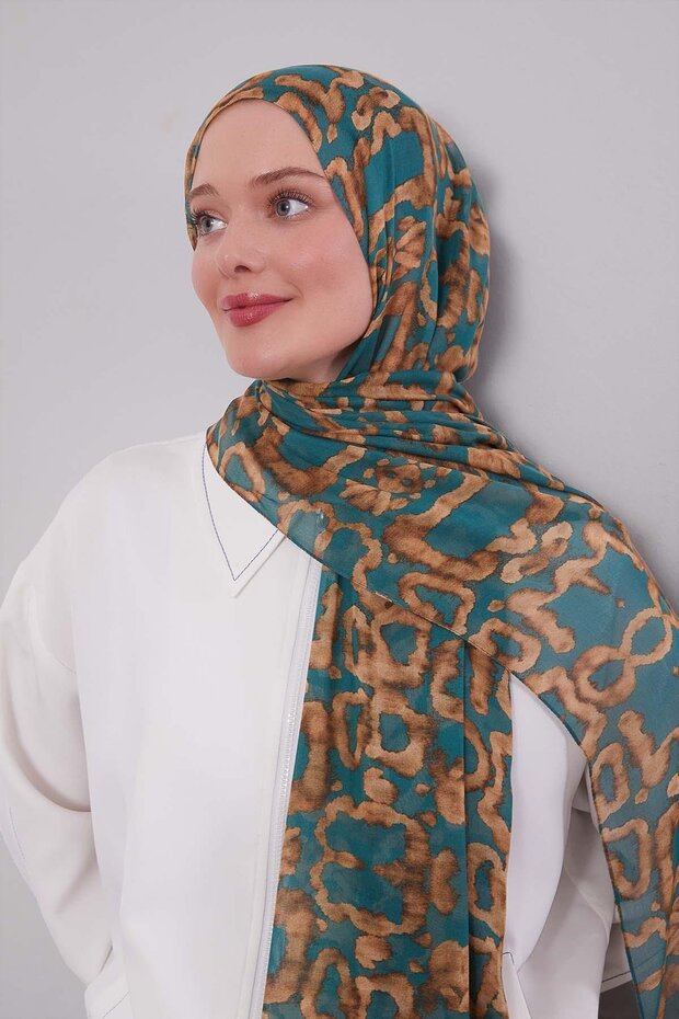 Green Leopard Print Vivian Shawl
