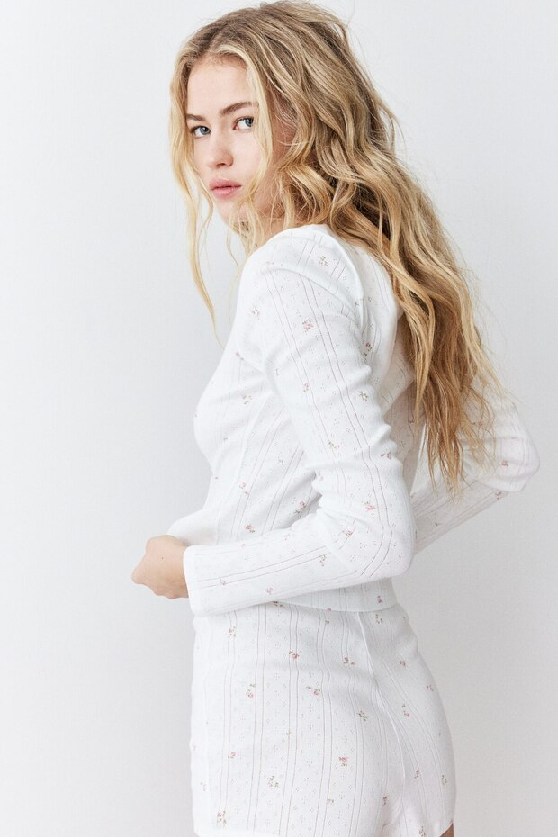 Delik Desenli Pijama Takımı - 5