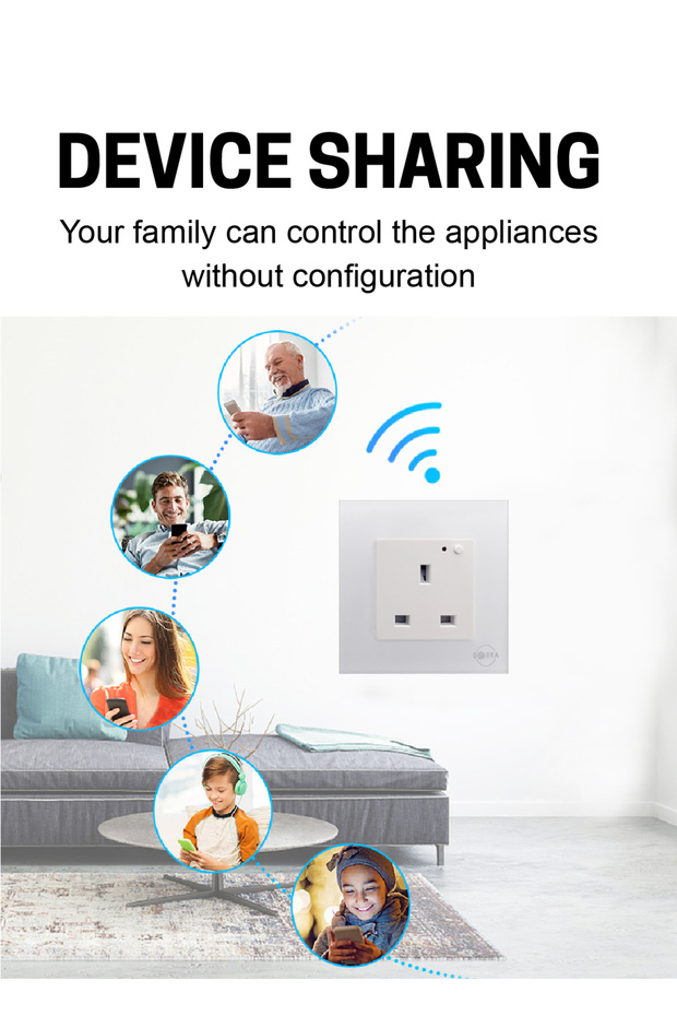 Smart Wall Socket Outlet WiFi - App Control & Works with Alexa/Google (White, Single Socket) - 6