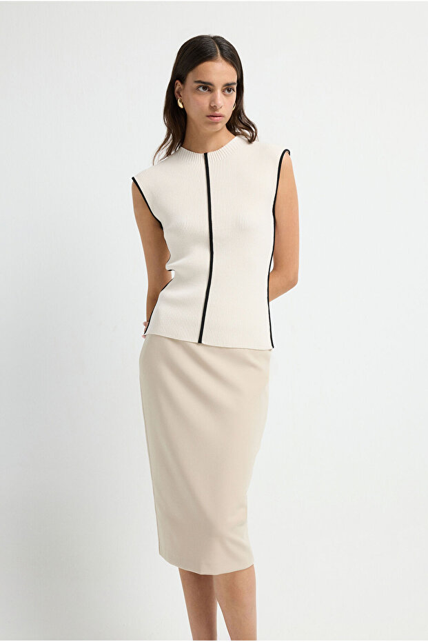 Kolsuz Triko Bluz - 1