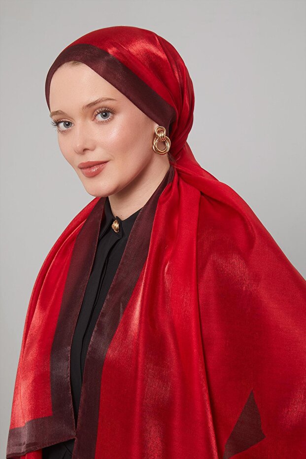 شال عنبر بنمط شريط أحمر - 3
