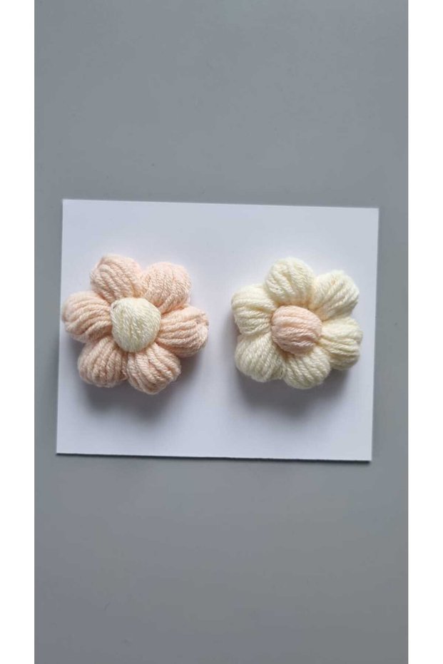 Hairless Baby Clip – Gift 2 Pieces Newborn Baby Girl Snap Clip Hairpin (Hand Knitted)