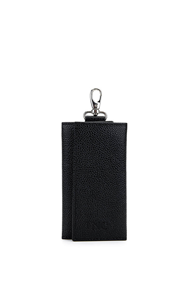 Men's Genuine Leather Black Caviar Keychain