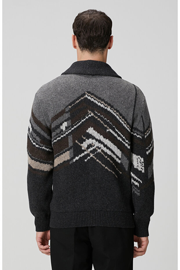 Antrasit Triko Yün Hırka - 5