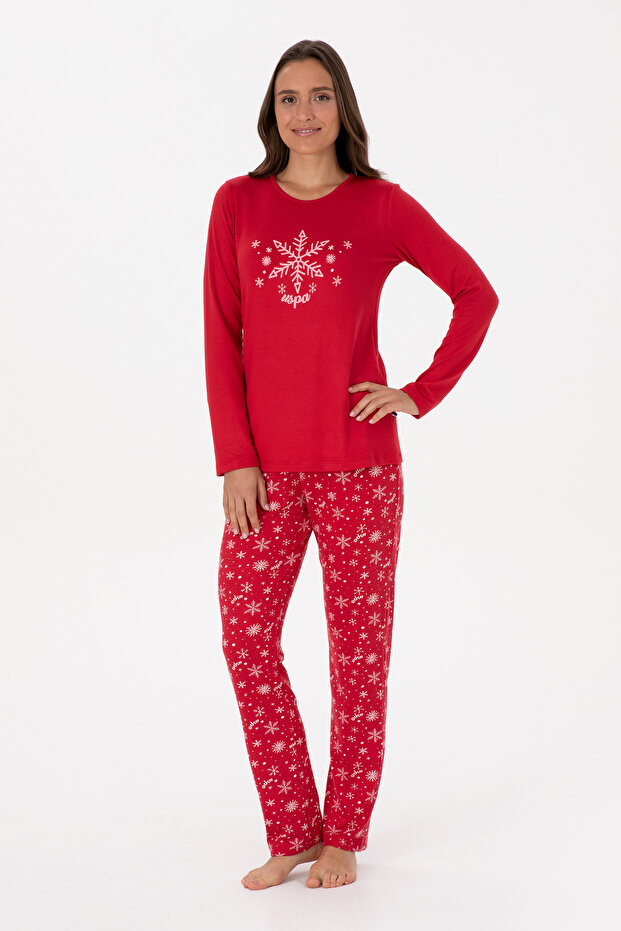Women's Red Christmas Themed Pajamas Set 50318862-Vr030
