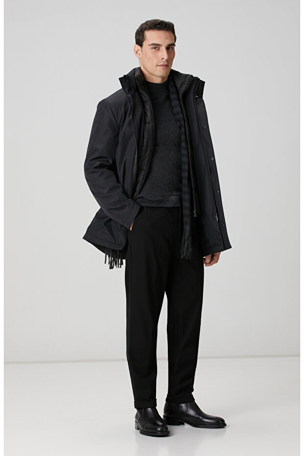 Siyah Dik Yaka Casual Kaban - 3