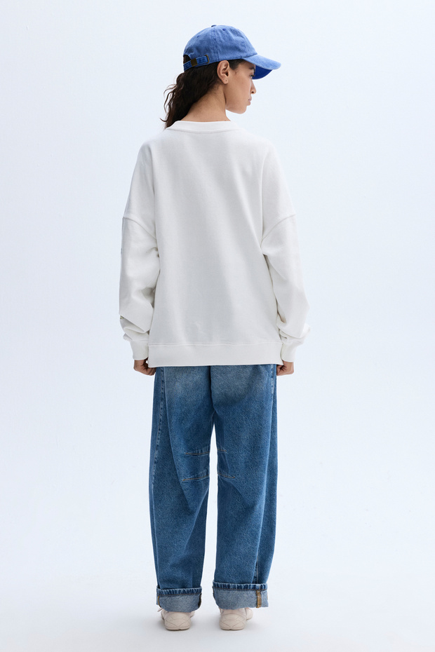 BASKILI BİSİKLET YAKA SWEATSHIRT - 3