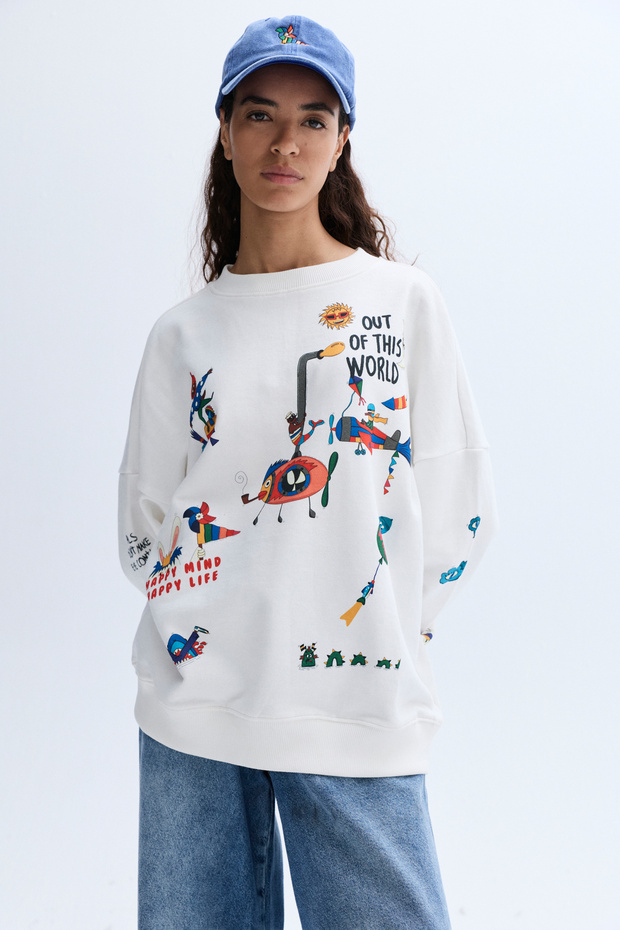 BASKILI BİSİKLET YAKA SWEATSHIRT - 2