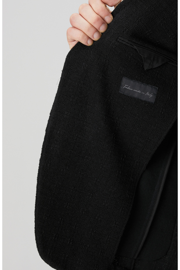 Siyah Yün Karışımlı Örme Ceket - 8