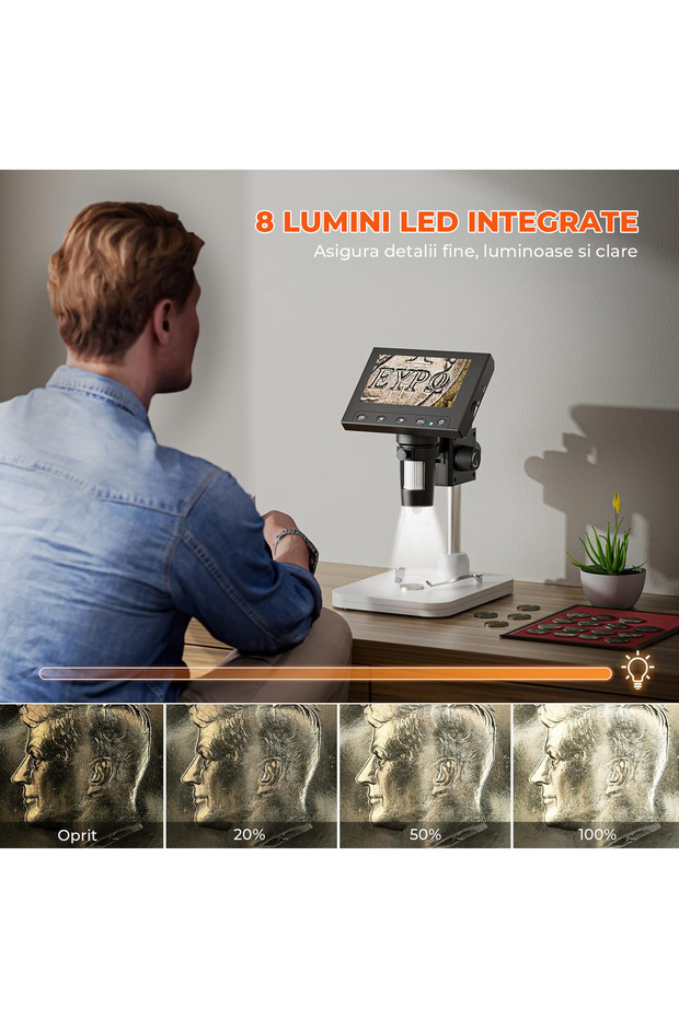 Digital Microscope LCD Screen, 8 Adjustable LEDs, Windows Mac Compatible, STEM Education - 6