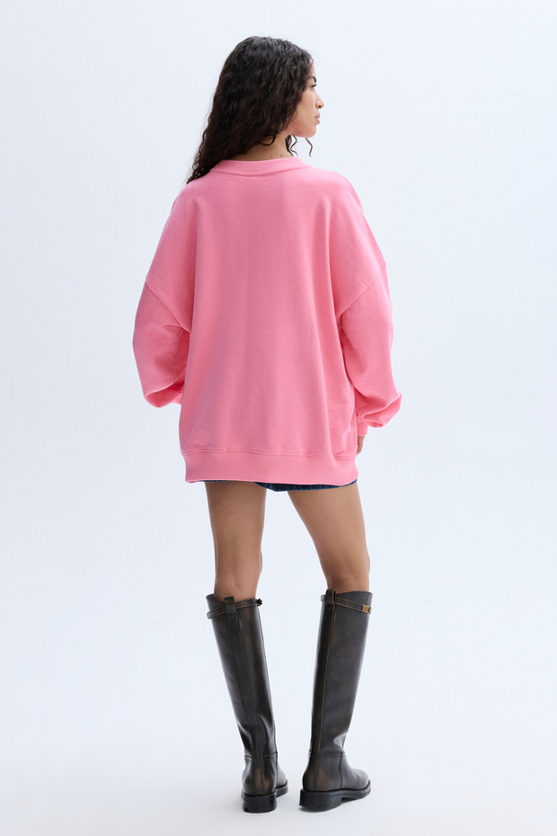 BASKILI BİSİKLET YAKA SWEATSHIRT - 3