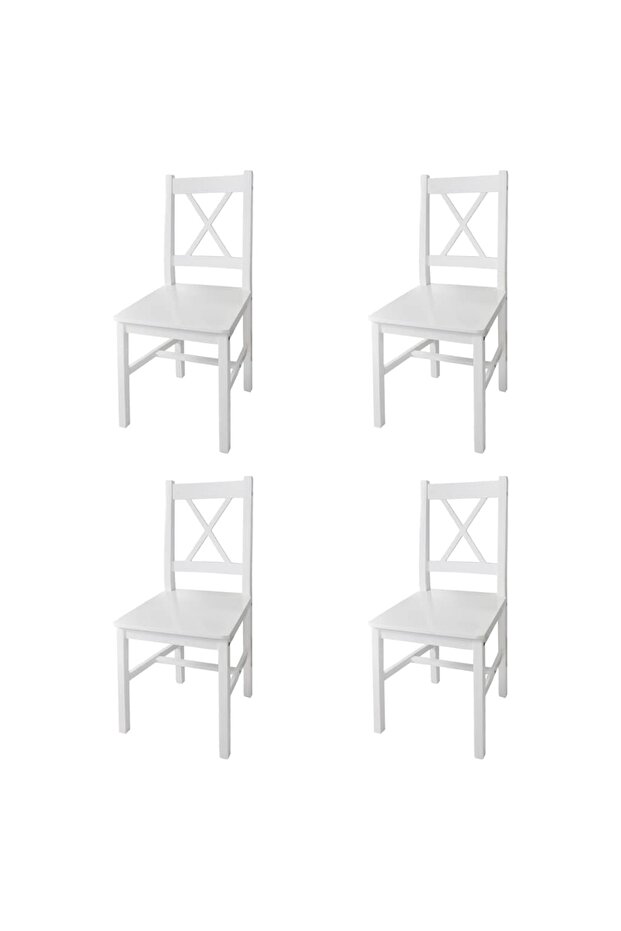 Dining Chairs 4 pcs White Pinewood