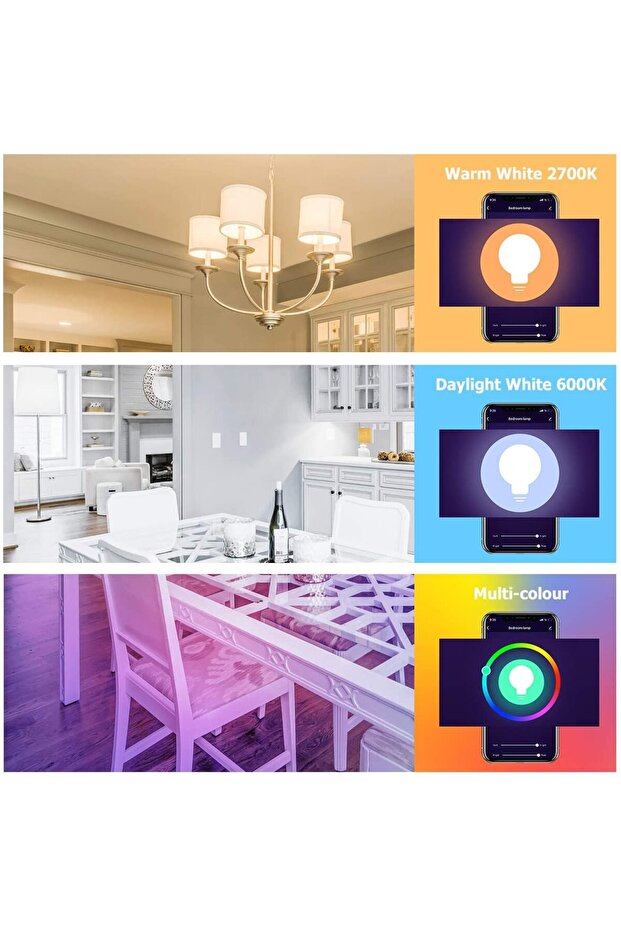 Smart Wifi Color Changing RGB Led Bulb E27 | Voice & App Control Light Bulb - 6