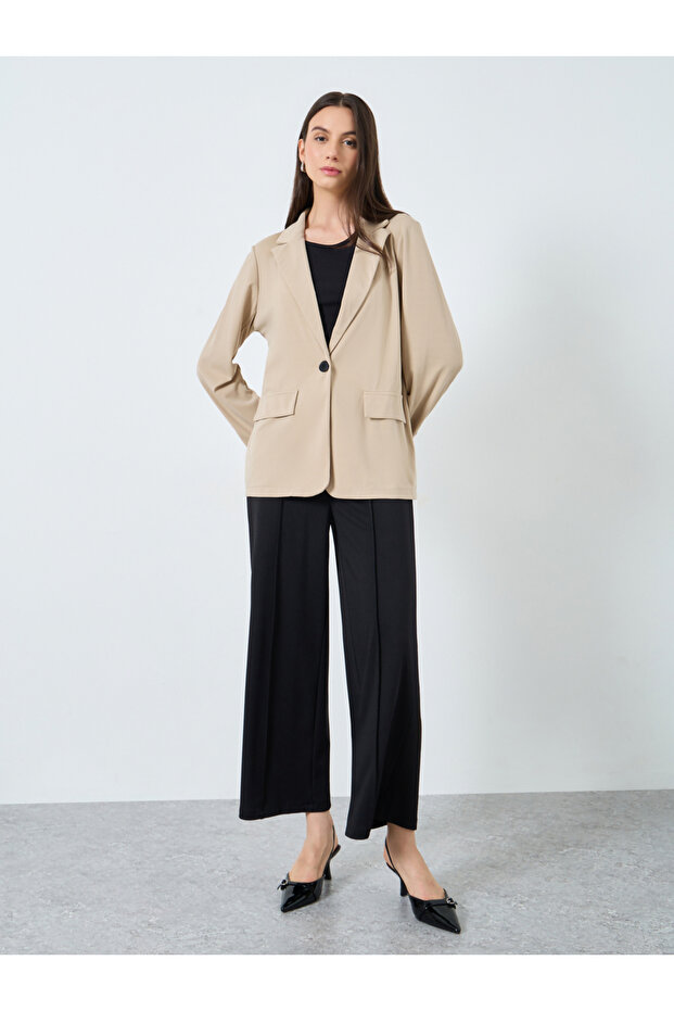 سترة عادية سادة بزر واحد - 2