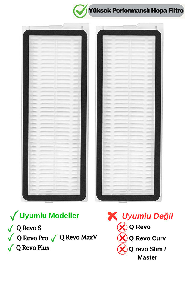 Roborock QRevo MaxV / QRevo Pro / QRevo S / QRevo Plus Uyumlu Hepa Filtre Yedek Seti-2 Adet - 1