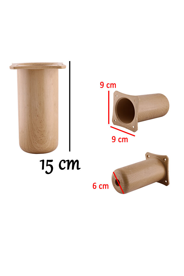 ( 4 Adet ) Plastik Liva Kayın Beji 15 cm Mobilya Kanepe Koltuk Yatak Baza Yükseltme Ayağı Ayakları - 3