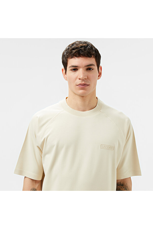 Erkek Oversize Fit Bisiklet Yaka Bej T-Shirt - 2