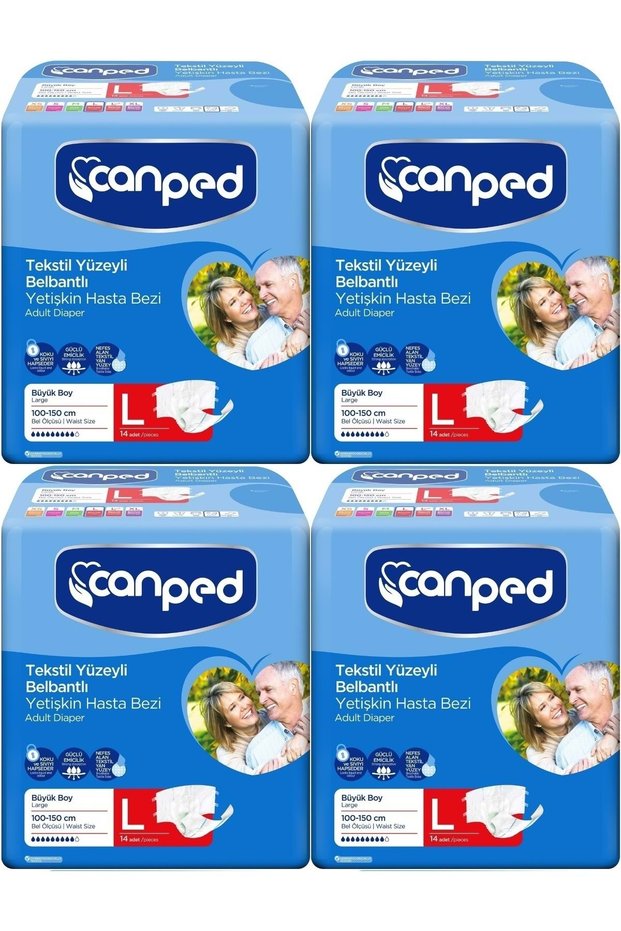 Adult Diaper with Waistband Textile Surface L - Large - Large 56 Pieces (4Pk*14)