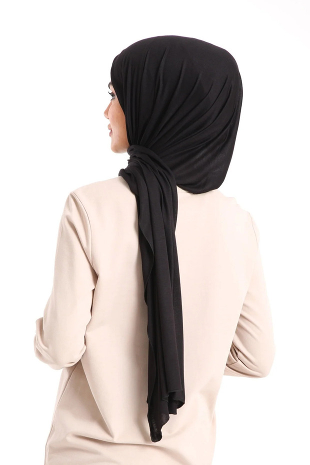 شال قطن ليكرا أسود ممشط - 5