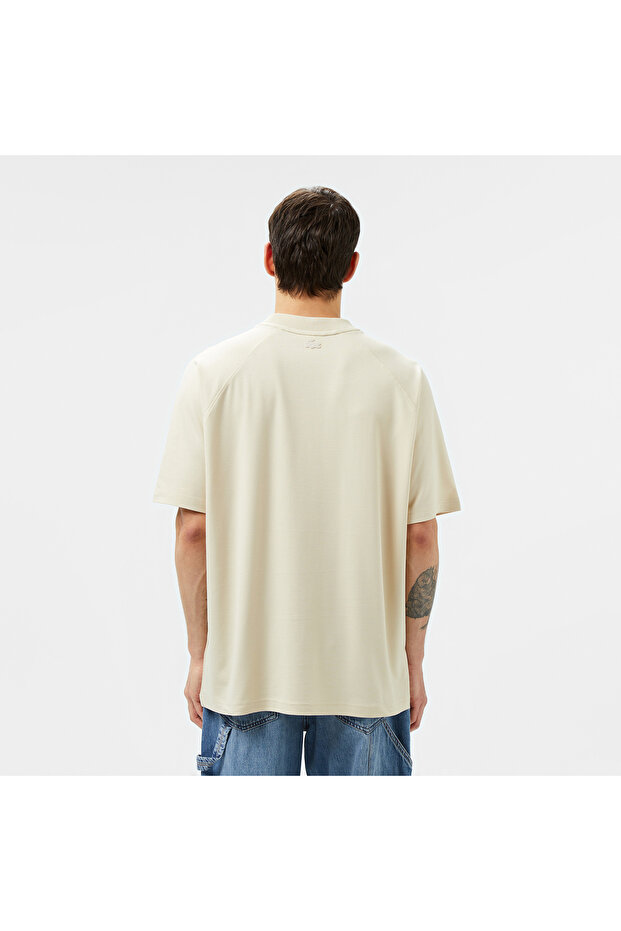 Erkek Oversize Fit Bisiklet Yaka Bej T-Shirt - 3