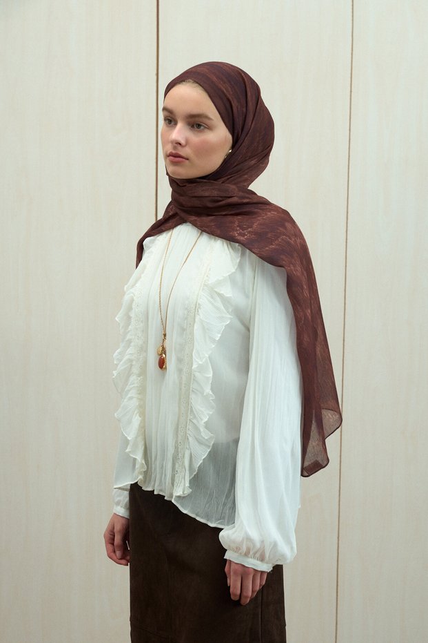 Siesta Rami Shawl - Red Brown
