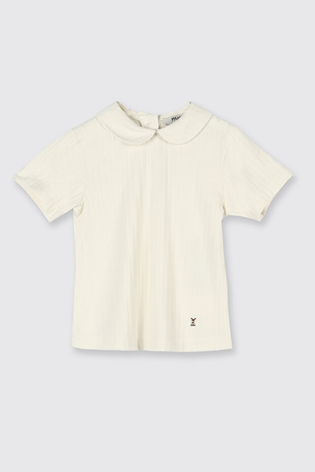 Baby Girl Short Sleeve Ecru T-Shirt