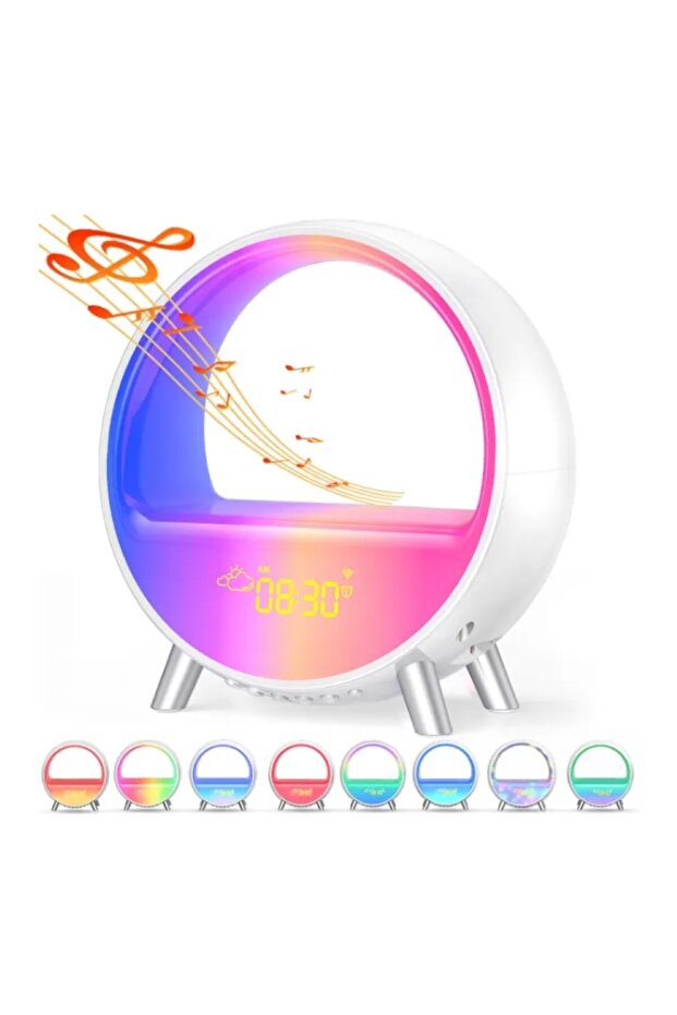 LED Smart Alarm Clock Speaker | Colorful LED Wake Up Light Voice APP Control - 2
