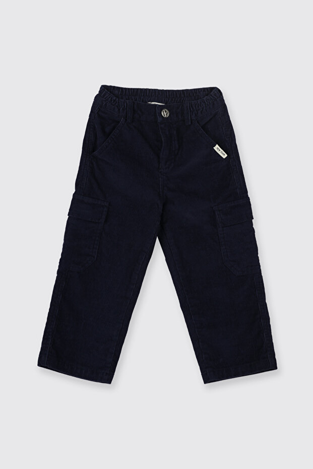Baby Boy Velvet Navy Blue Trousers