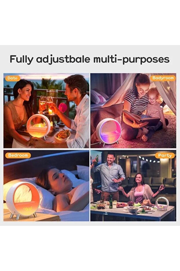 LED Smart Alarm Clock Speaker | Colorful LED Wake Up Light Voice APP Control - 6