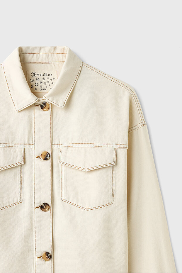 Cepli Ekru Kot Ceket - 4