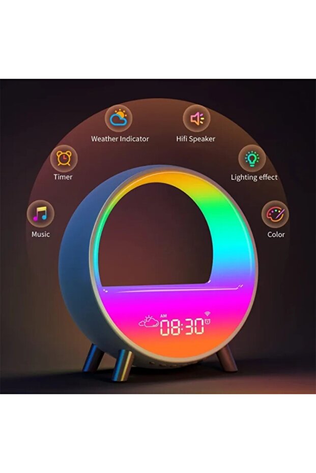 LED Smart Alarm Clock Speaker | Colorful LED Wake Up Light Voice APP Control - 3