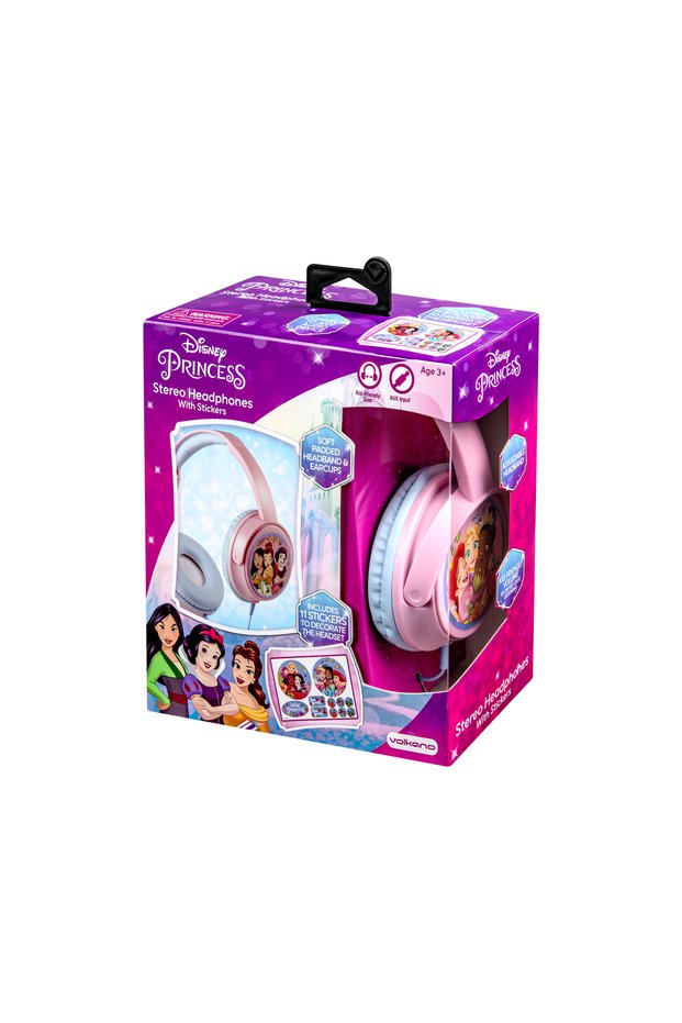 Disney Princess Kids Stereo Headphones for Girls | Includes11 Decorative Stickers with Headsets