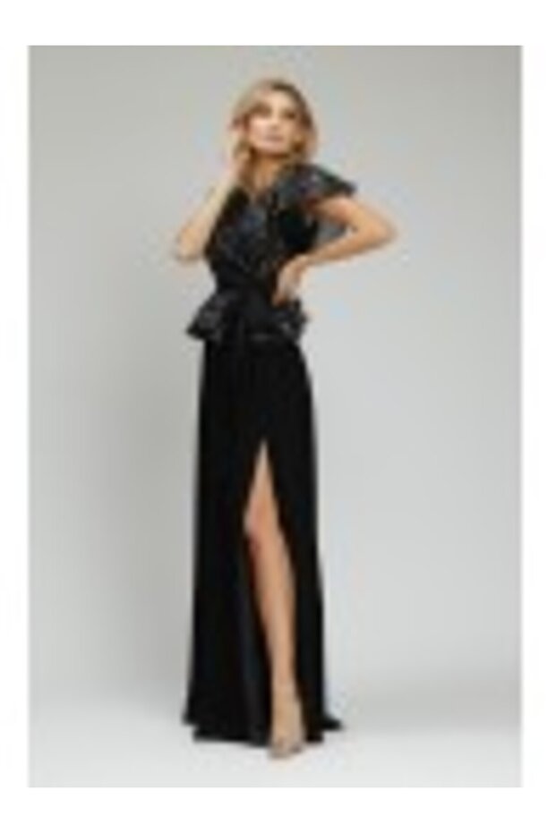 Sequin Top with Flutter Sleeves - Black - 6