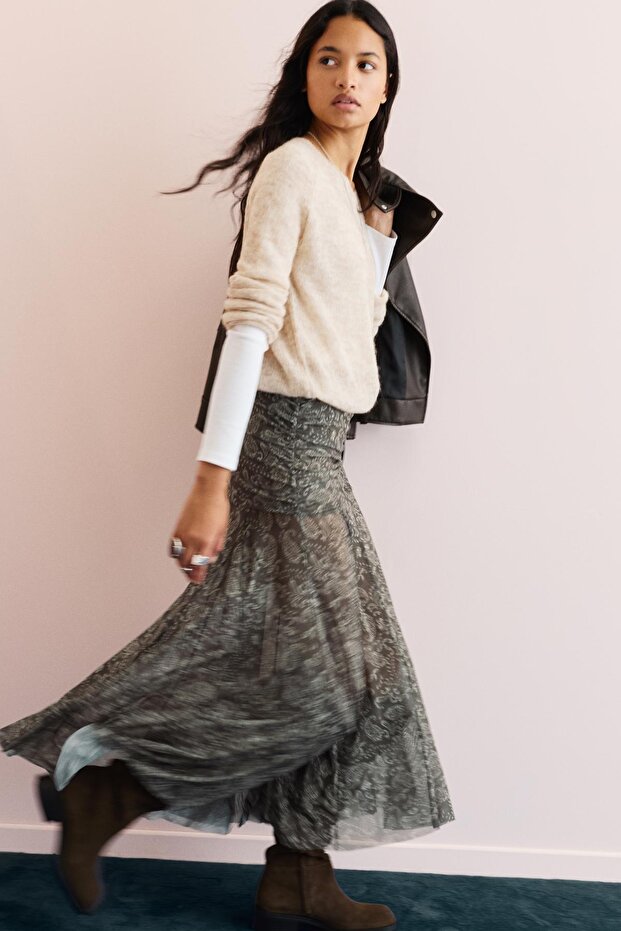 Asimetrik midi etek paisley - 1