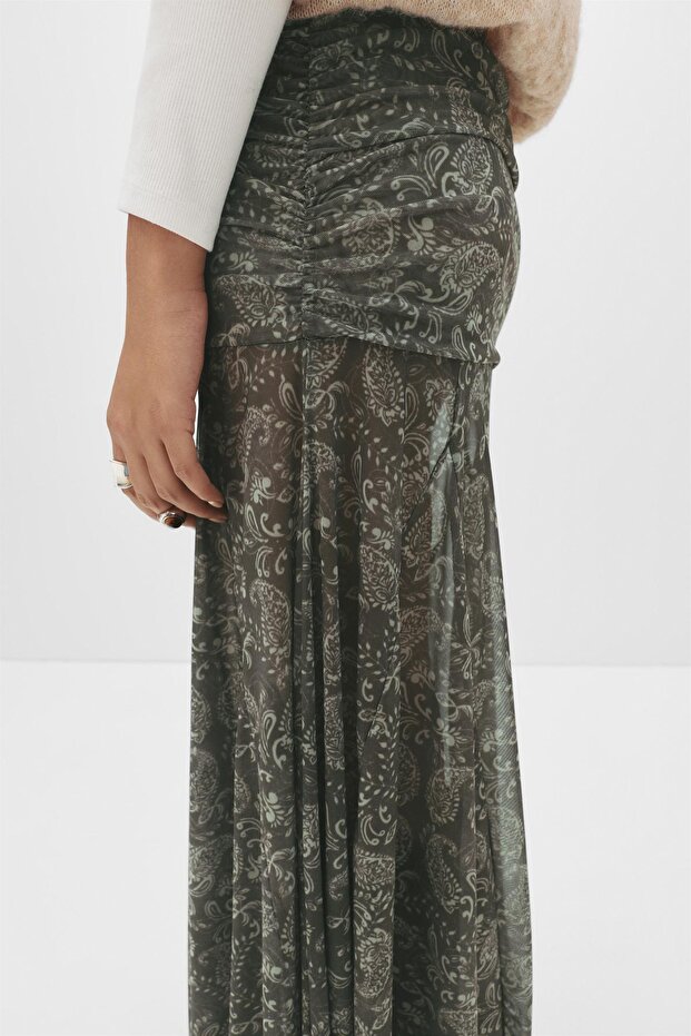 Asimetrik midi etek paisley - 5