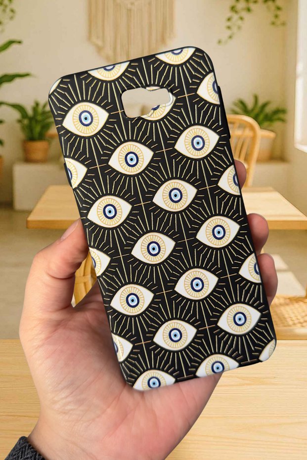 Samsung Galaxy J7 Prime Compatible Evil Eye Patterned Silicone Shock-Absorbing Rubber Case