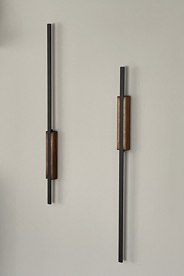 Pilli Kılıç Aplik Gece Lambası Ahşap Kasa Ceviz 2 Adet (70 cm) - 5