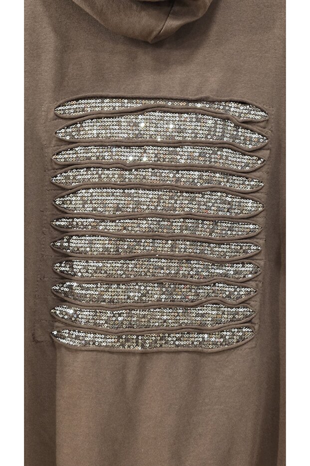 Jacket with Sequin Detail on the Back and Zipper Closure - 2