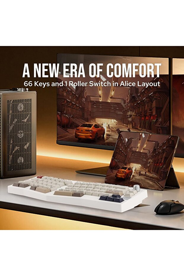Alice 66 Wireless Mechanical Keyboard - Alice Layout, QMK/VIA, BT5.0/2.4GHz, USB-C, 4000mAh - 5