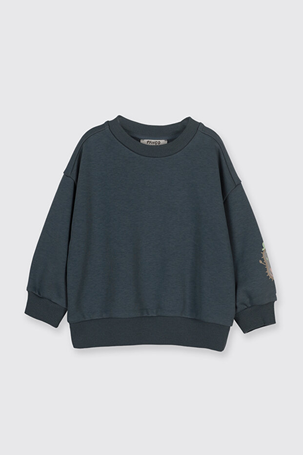 Baby Boy Soft Textured Petrol Sweatshirt