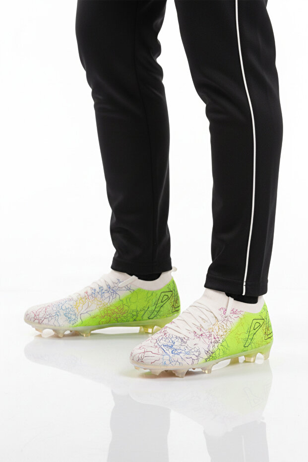 White Neon Green Sock-Lace Men's Football Boots Mk-252-153 m