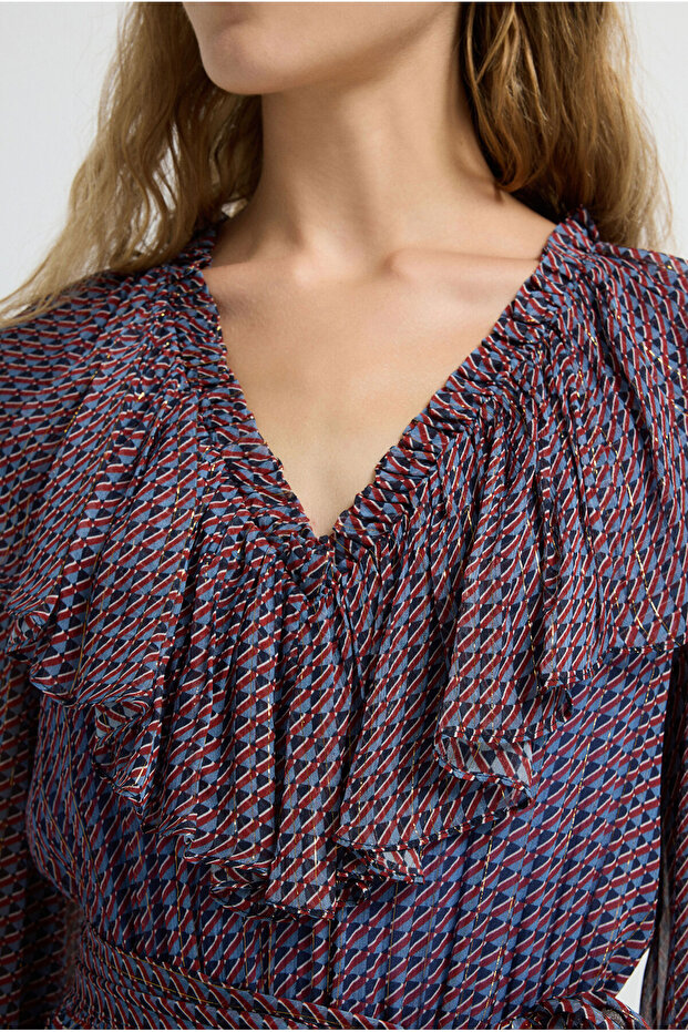 Fırfır Detaylı Elbise - 6