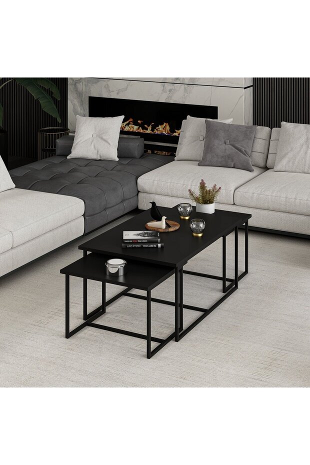 Levada 3'lü Zigonlu Sehpa - Siyah - 2