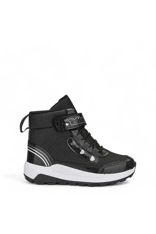 138 Orthopedic Girl's Black Glitter Boots
