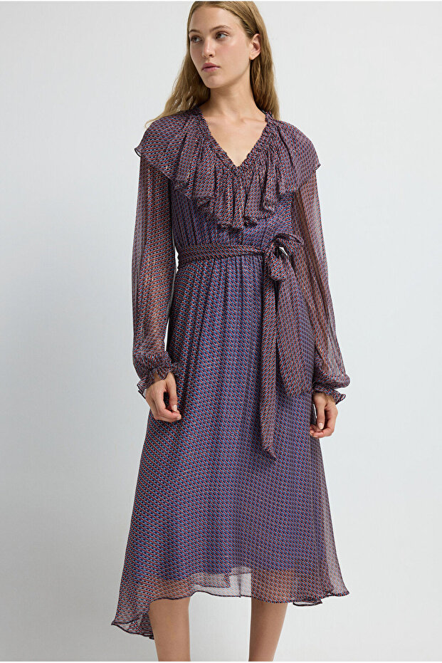 Fırfır Detaylı Elbise - 3